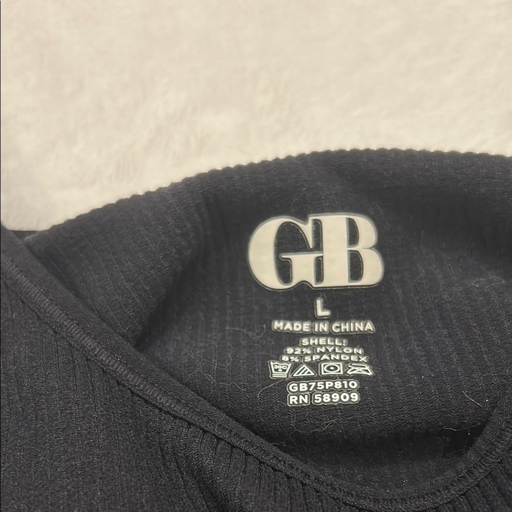 Black Ribbed Sports Bra - Picture 3 of 3